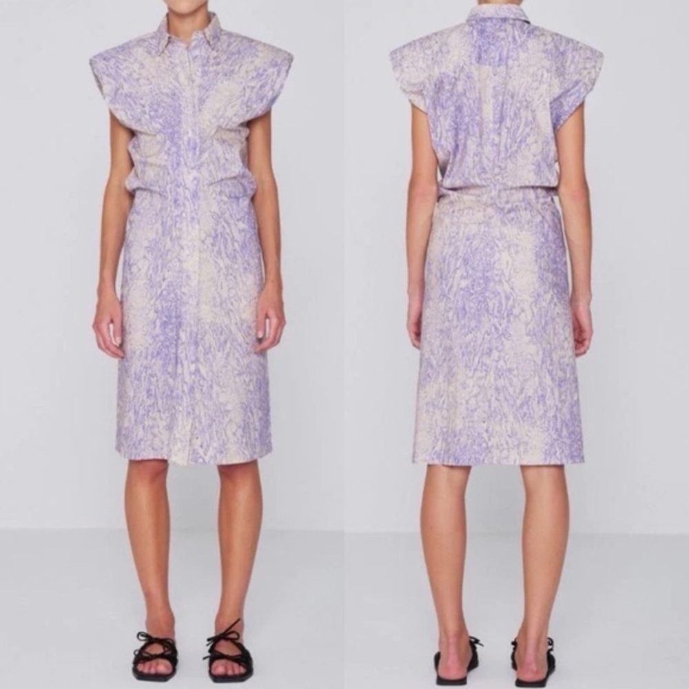Remain Birger Christensen Marika Organic Cotton Shirtdress Purple Marble Sz 4